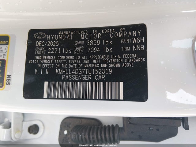 Aukcja sprzedaży 2026 Hyundai Elantra Se, vin: KMHLL4DG7TU152319, numer aukcji: 44757072