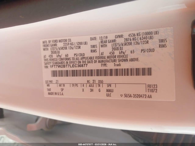 Ford F-250 King Ranch 2020 1FT7W2BT7LEC36877 Image 9