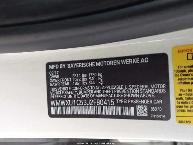 Mini Hardtop Cooper 2018 WMWXU1C53J2F80415 Image 9