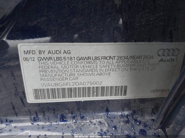 2013 AUDI S4 WAUBGAFL2DA075002 Photo 8