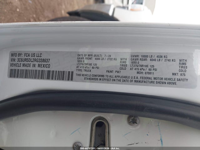 2024 Ram 2500 Big Horn  4x4 6'4 Box მანქანა იყიდება აუქციონზე, vin: 3C6UR5DL2RG338637, აუქციონის ნომერი: 44757201