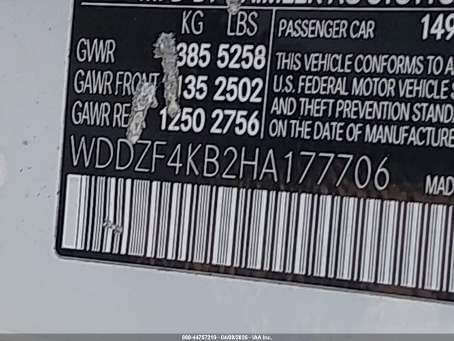 44757219 :رقم المزاد ، WDDZF4KB2HA177706 vin ، 2017 Mercedes-benz E 300 4matic مزاد بيع