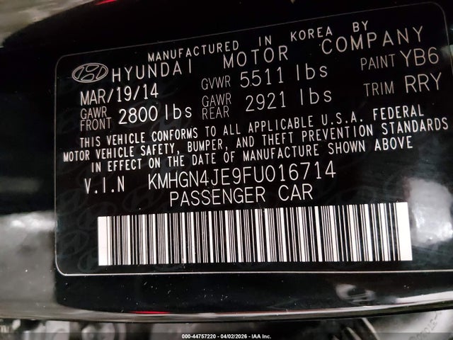 Hyundai Genesis 3.8 2015 KMHGN4JE9FU016714 Image 9