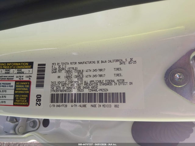 2025 Toyota Tacoma Sr5 მანქანა იყიდება აუქციონზე, vin: 3TMKB5FN0SM033261, აუქციონის ნომერი: 44757227