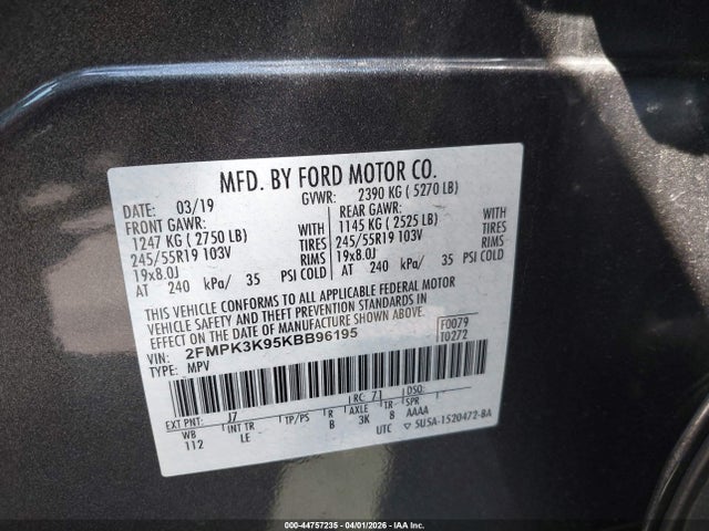 2FMPK3K95KBB96195 Ford Edge Titanium