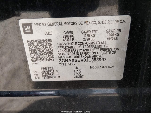 2018 CHEVROLET EQUINOX 3GNAXSEV0JL383997 Photo 8