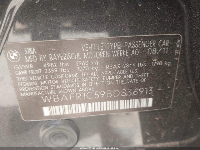 2011 BMW 528I WBAFR1C59BDS36913 Photo 8
