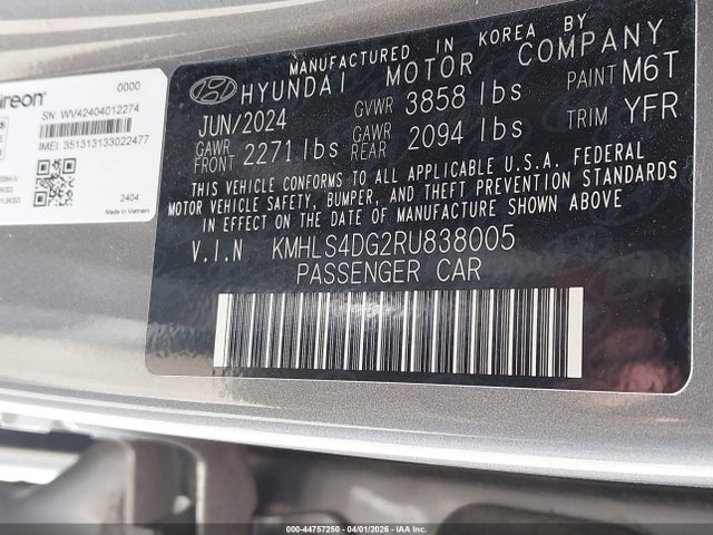 Продаж на аукціоні авто 2024 Hyundai Elantra Sel, vin: KMHLS4DG2RU838005, номер лоту: 44757250