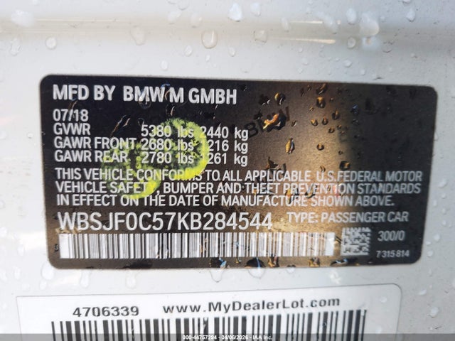 Продажа на аукционе авто 2019 Bmw M5, vin: WBSJF0C57KB284544, номер лота: 44757294