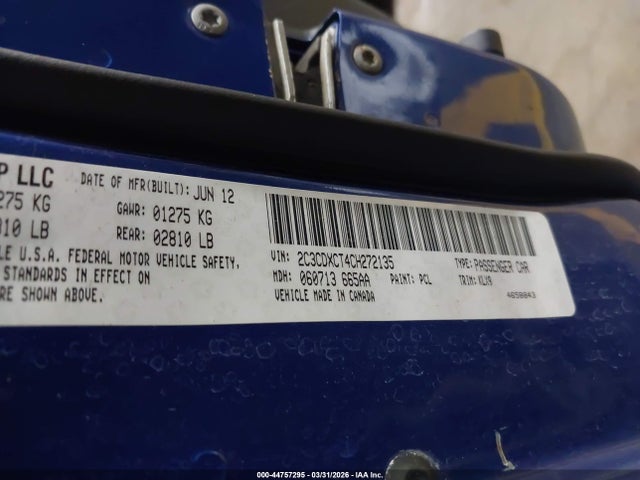 Auction sale of the 2012 Dodge Charger R/t, vin: 2C3CDXCT4CH272135, lot number: 44757295