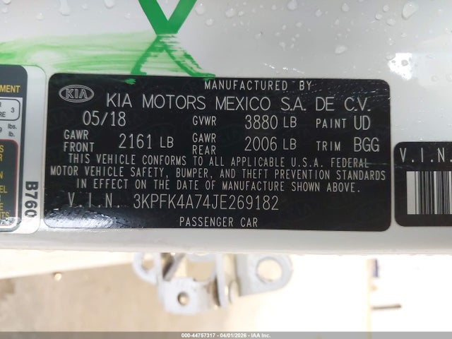 3KPFK4A74JE269182 KIA FORTE LX