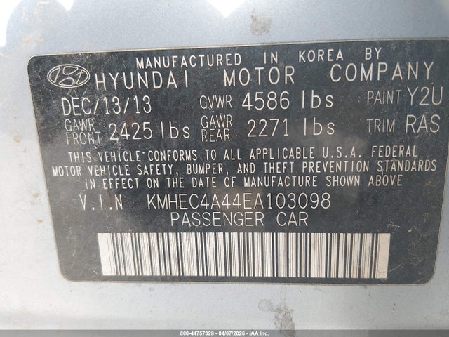 KMHEC4A44EA103098 Hyundai Sonata Hybrid Limited