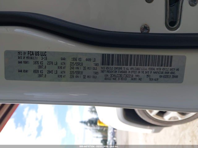 3C4NJCCB2JT362210 Jeep Compass Limited Fwd