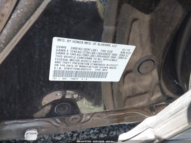 5FNYF7H96LB001415 Honda Passport 2wd Touring