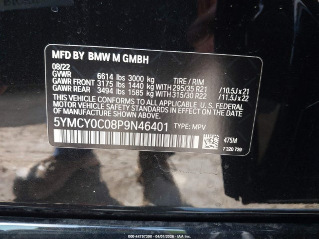 Продаж на аукціоні авто 2023 Bmw X6 M, vin: 5YMCY0C08P9N46401, номер лоту: 44757390