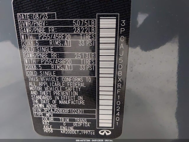 2024 INFINITI QX50 3PCAJ5DBXRF102401 Photo 8