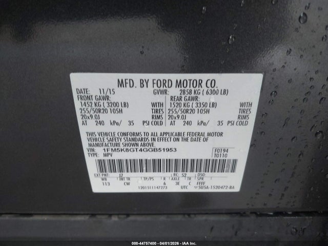 2016 FORD EXPLORER 1FM5K8GT4GGB51953 Photo 8