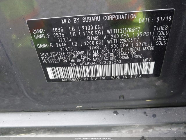 4S4BSAHCXK3297203 Subaru Outback 2.5i Premium