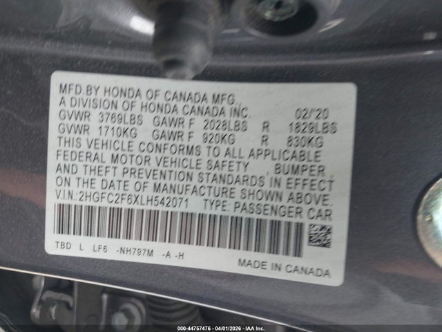 2HGFC2F6XLH542071 Honda Civic Lx