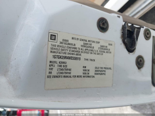 Aukcja sprzedaży 1998 Gmc Sierra 2500 Hd Sl, vin: 1GTGK29R4WE558919, numer aukcji: 44757523