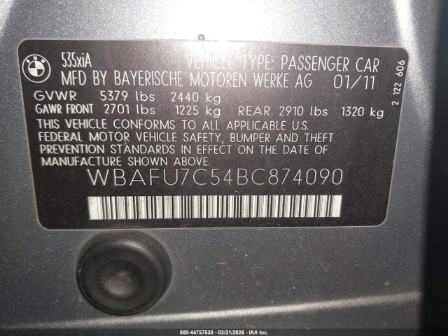 2011 BMW 535I WBAFU7C54BC874090 Photo 8