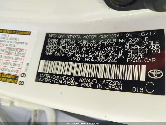 JTNB11HK4J3004260 Toyota CAMRY SE