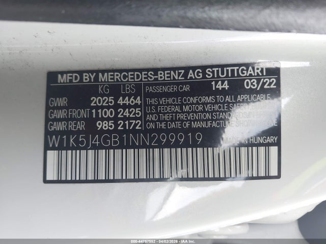 Продажа на аукционе авто 2022 Mercedes-benz Cla 250 Coupe, vin: W1K5J4GB1NN299919, номер лота: 44757552