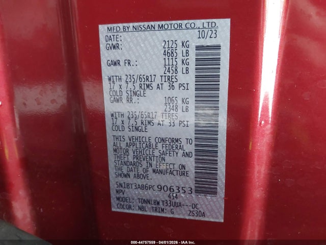5N1BT3AB6PC906353 Nissan Rogue S Intelligent Awd