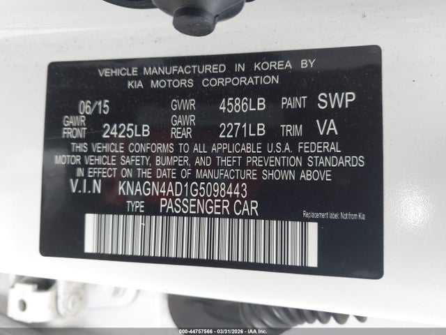 2016 KIA OPTIMA HYBRID KNAGN4AD1G5098443 Photo 8