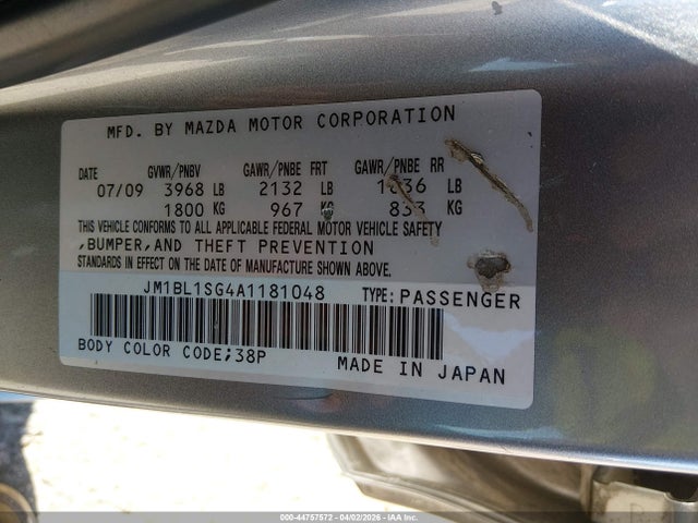 44757572 :رقم المزاد ، JM1BL1SG4A1181048 vin ، 2010 Mazda Mazda3 I Sport مزاد بيع
