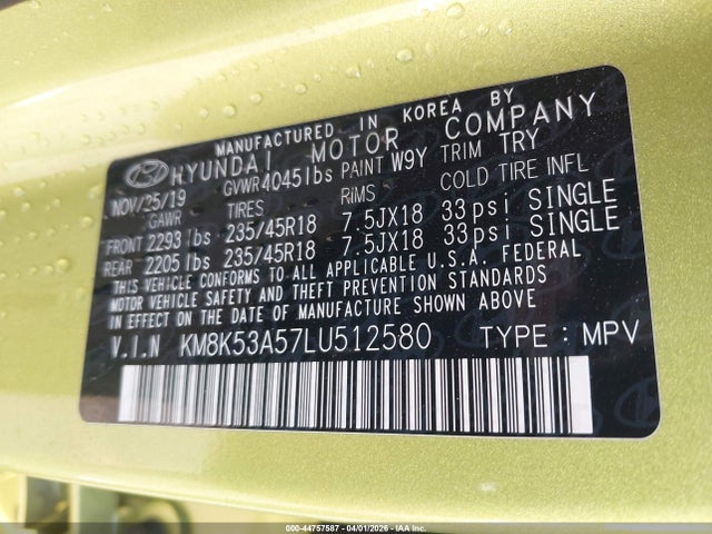 Продаж на аукціоні авто 2020 Hyundai Kona Ultimate, vin: KM8K53A57LU512580, номер лоту: 44757587