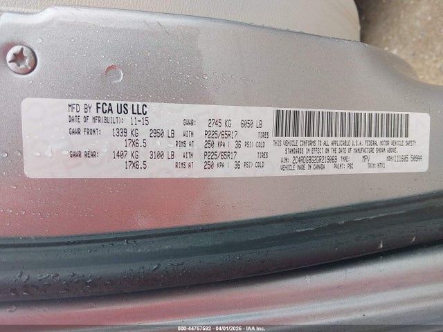 Aukcja sprzedaży 2016 Dodge Grand Caravan Se, vin: 2C4RDGBG2GR219069, numer aukcji: 44757592