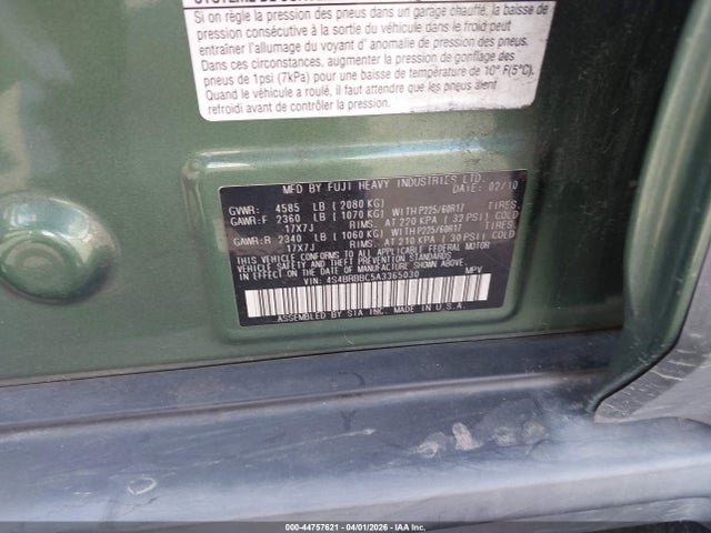 Продаж на аукціоні авто 2010 Subaru Outback 2.5i Premium, vin: 4S4BRBBC5A3365030, номер лоту: 44757621