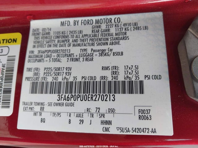 Ford Fusion Energi Se Luxury 2014 3FA6P0PU0ER270213 Image 9