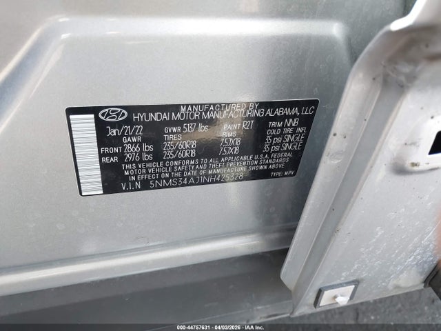 5NMS34AJ1NH425328 Hyundai Santa Fe Sel