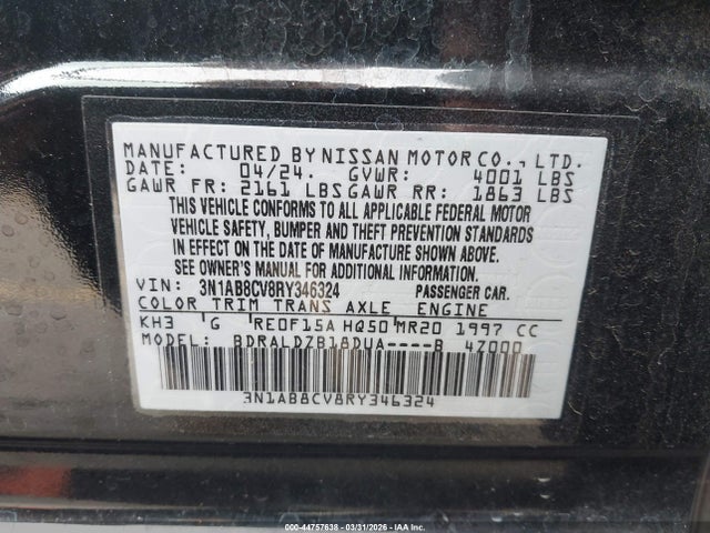 3N1AB8CV8RY346324 Nissan Sentra Sv Xtronic Cvt