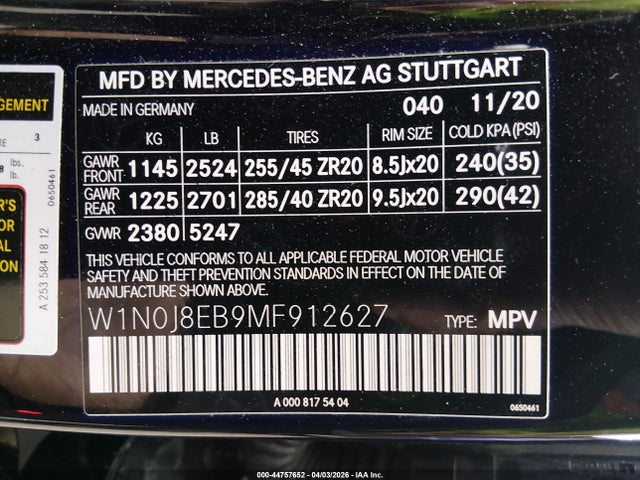 Aukcja sprzedaży 2021 Mercedes-benz Glc 300 4matic Coupe, vin: W1N0J8EB9MF912627, numer aukcji: 44757652