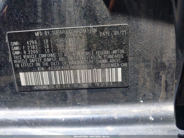 Aukcja sprzedaży 2021 Subaru Impreza Sedan, vin: 4S3GKAB61M3606735, numer aukcji: 44757685