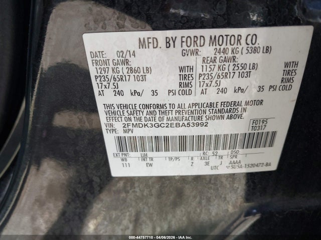 Ford EDGE SE 2014 2FMDK3GC2EBA53992 Image 9