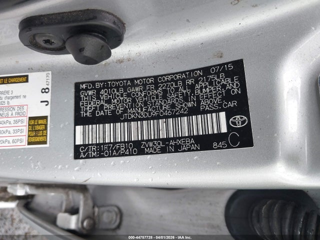 Toyota Prius Three 2015 JTDKN3DU9F0467242 Image 9