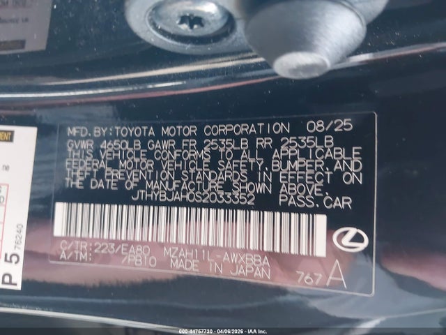 Aukcja sprzedaży 2025 Lexus Ux 300h, vin: JTHYBJAH0S2033352, numer aukcji: 44757730