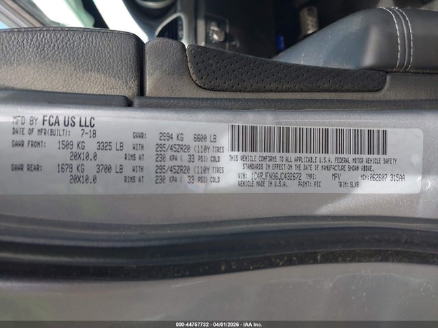 1C4RJFN96JC432672 Jeep Grand Cherokee Trackhawk 4x4