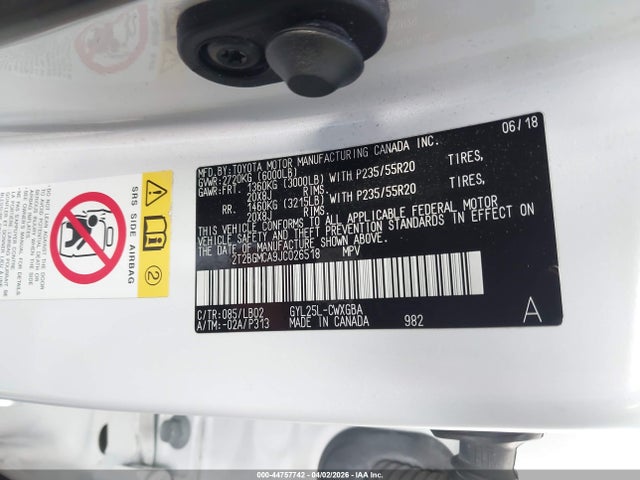 44757742 :رقم المزاد ، 2T2BGMCA9JC026518 vin ، 2018 Lexus Rx 450h مزاد بيع