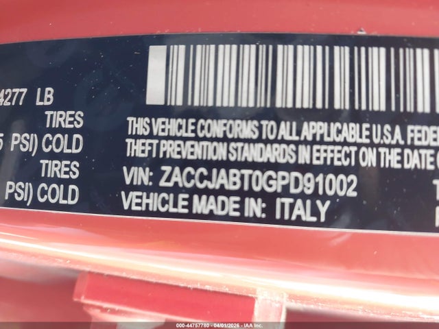 ZACCJABT0GPD91002 Jeep Renegade 75th Anniversary