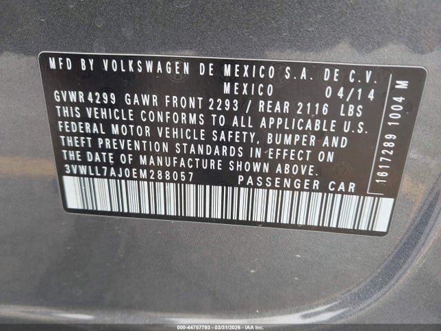 2014 VOLKSWAGEN JETTA 3VWLL7AJ0EM288057 Photo 8