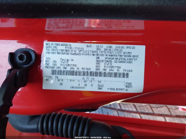 2013 Ford Focus Se მანქანა იყიდება აუქციონზე, vin: 1FADP3K27DL339717, აუქციონის ნომერი: 44757812