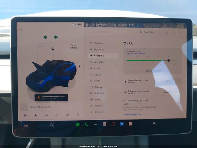 44757849 :رقم المزاد ، 7SAYGDEE5NF386842 vin ، 2022 Tesla Model Y Long Range Dual Motor All-wheel Drive مزاد بيع