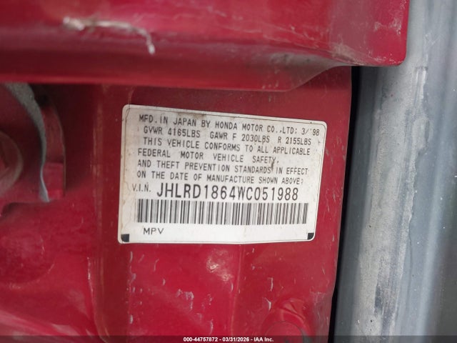1998 HONDA CR-V JHLRD1864WC051988 Photo 8
