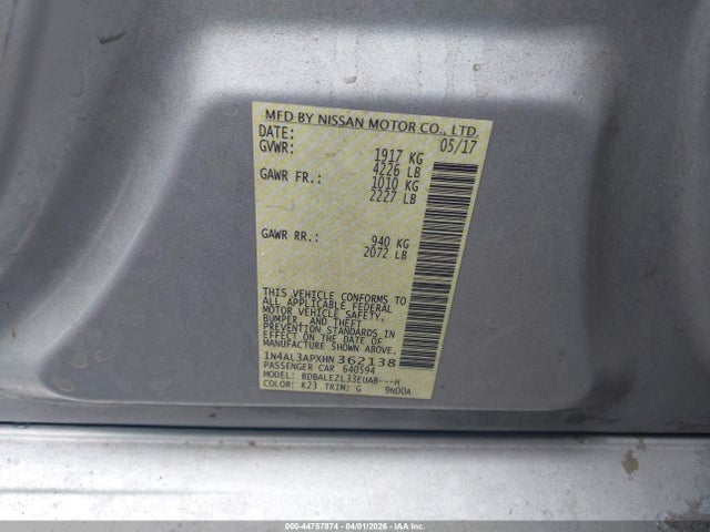 1N4AL3APXHN362138 Nissan Altima 2.5 S