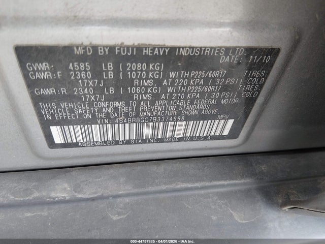 Aukcja sprzedaży 2011 Subaru Outback 2.5i Premium, vin: 4S4BRBGC7B3374998, numer aukcji: 44757885
